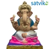 Satvik Eco Painted White Eco Friendly Clay Ganesh Idols- 12 inches (004), Made of Clay