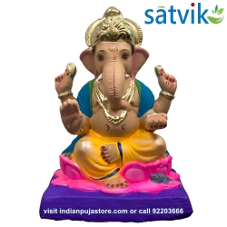 copy of Satvik Eco Painted White Eco Friendly Clay Ganesh Idols- 12 inches (004), Made of Clay