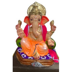Peshwai-Double-Load Eco Friendly Ganesha Idol Made of Clay Shadu Mati- 18 inches. Perfect for Ganesha lovers. Can be comfortably