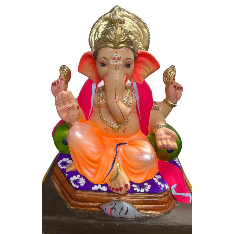 Peshwai-Double-Load Eco Friendly Ganesha Idol Made of Clay Shadu Mati- 18 inches. Perfect for Ganesha lovers. Can be comfortably