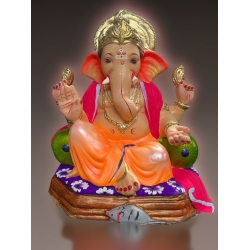 Peshwai-Double-Load Eco Friendly Ganesha Idol Made of Clay Shadu Mati- 18 inches. Perfect for Ganesha lovers. Can be comfortably