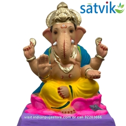 copy of Satvik Eco Painted White Eco Friendly Clay Ganesh Idols- 12 inches (004), Made of Clay