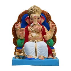 Satvik Eco Friendly Shadu Clay Ganesha Idol- 10 inches (029), Made of Clay Shadu Mati