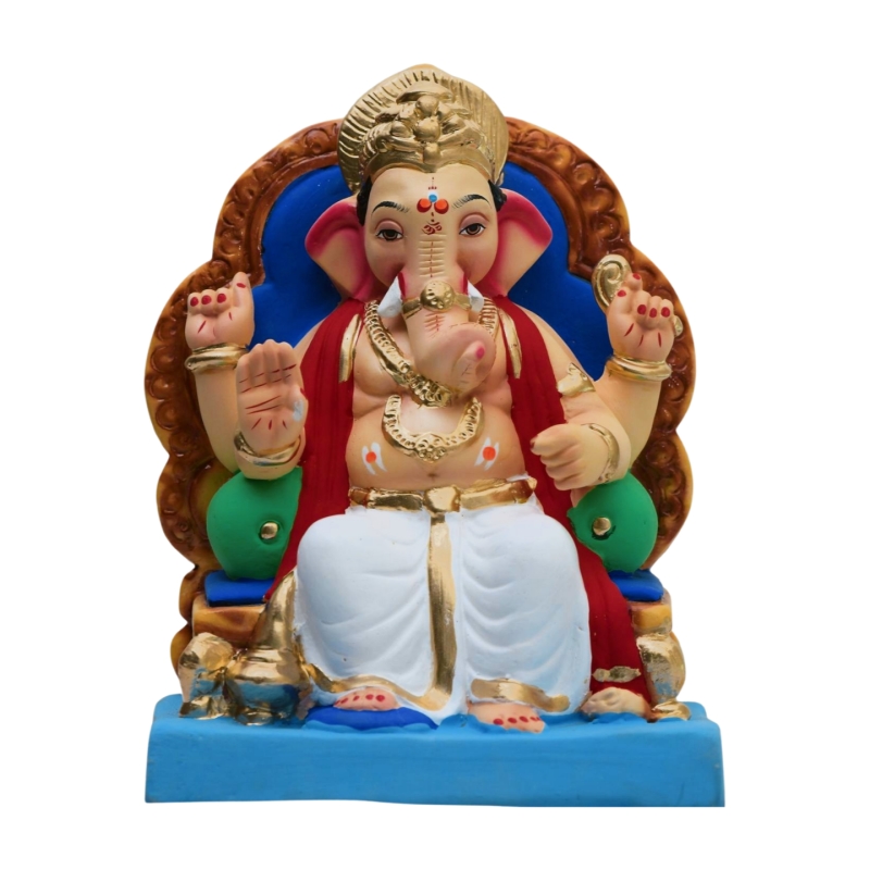 Satvik Eco Friendly Shadu Clay Ganesha Idol- 10 inches (029), Made of Clay Shadu Mati