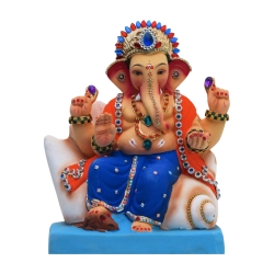 Satvik Eco Friendly Shadu Clay Ganesha Idol- 10 inches (029), Made of Clay Shadu Mati