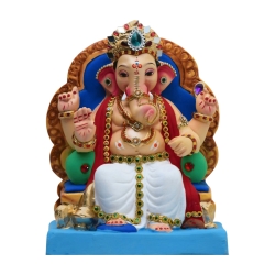 Satvik Eco Friendly Shadu Clay Ganesha Idol- 10 inches (029), Made of Clay Shadu Mati