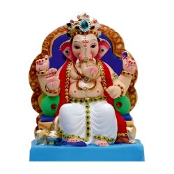 Satvik Eco Friendly Shadu Clay Ganesha Idol- 10 inches (029), Made of Clay Shadu Mati