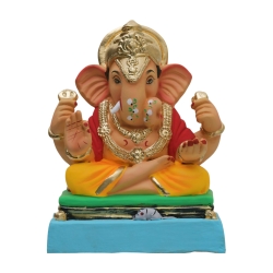 Satvik Eco Friendly Shadu Clay Ganesha Idol- 12 inches (001), Made of Clay Shadu Mati