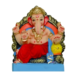 Satvik Eco Friendly Shadu Clay Ganesha Idol- 12 inches (001), Made of Clay Shadu Mati