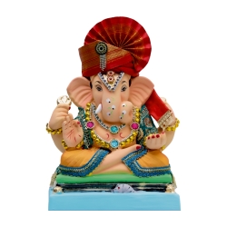 Satvik Eco Friendly Shadu Clay Ganesha Idol- 12 inches (001), Made of Clay Shadu Mati