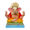 Satvik Eco Painted White Eco Friendly Clay Ganesh Idols- 12 inches (004), Made of Clay