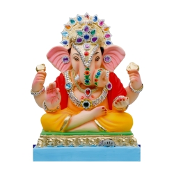 Dagdushet halwai Eco Friendly Ganesha Idol Made of Clay Shadu Mati- 15 inches. Perfect for Ganesha lovers. Can be comfortably pl