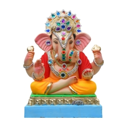 Dagdushet halwai Eco Friendly Ganesha Idol Made of Clay Shadu Mati- 15 inches. Perfect for Ganesha lovers. Can be comfortably pl