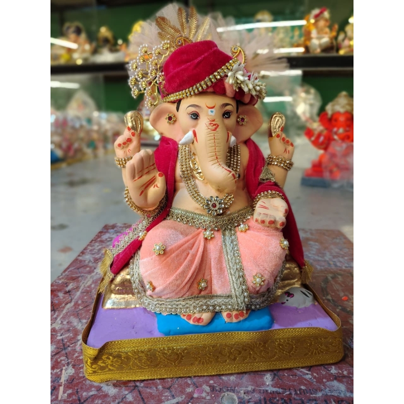 复制 copy of Satvik Eco Painted White Eco Friendly Clay Ganesh Idols- 12 inches (004), Made of Clay