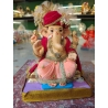 Satvik Eco Painted White Eco Friendly Clay Ganesh Idols- 12 inches (004), Made of Clay
