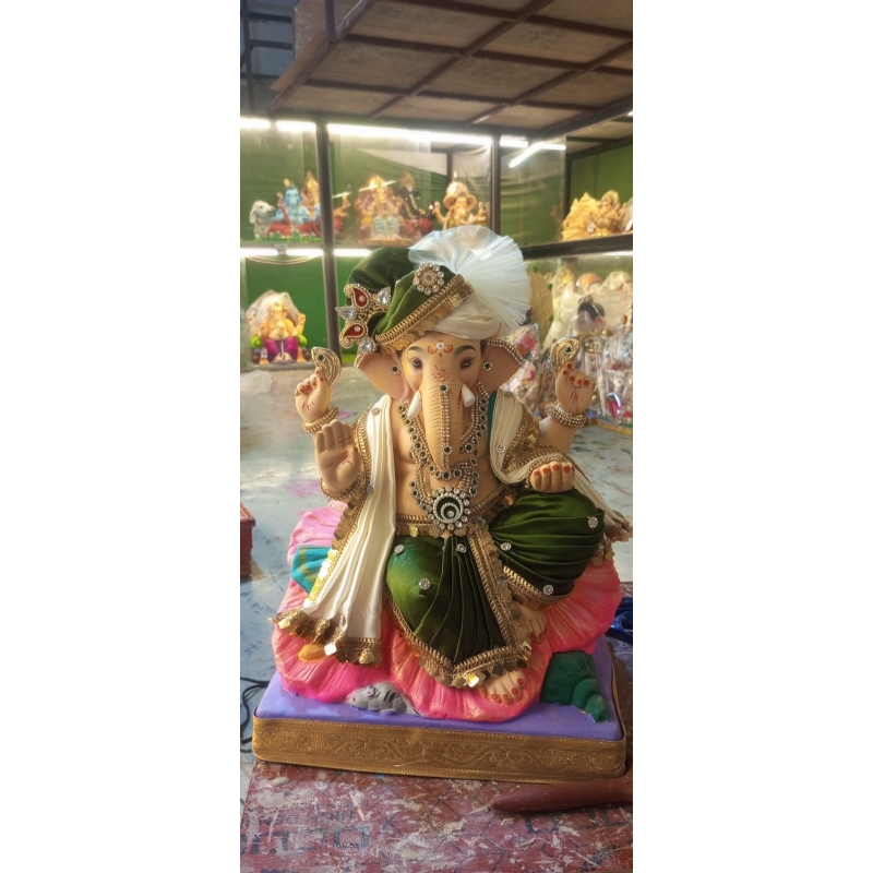 复制 复制 复制 复制 复制 复制 copy of Satvik Eco Painted White Eco Friendly Clay Ganesh Idols- 12 inches (004), Made