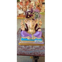 Satvik Eco Friendly Shadu Clay Ganesha Idol- 12 inches (001), Made of Clay Shadu Mati