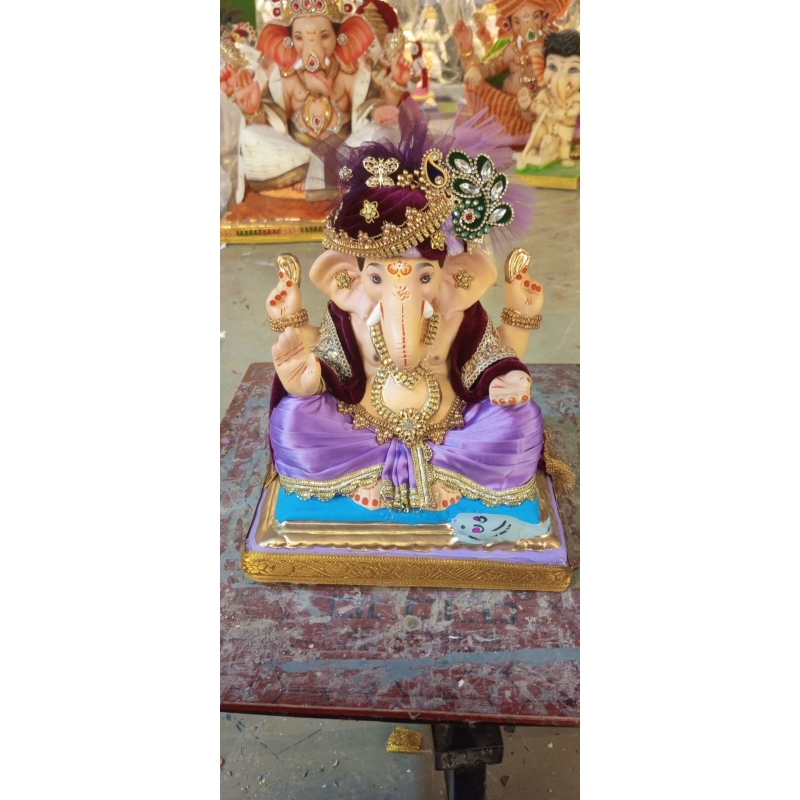 Satvik Eco Friendly Shadu Clay Ganesha Idol- 12 inches (001), Made of Clay Shadu Mati