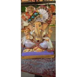 Satvik Eco Friendly Shadu Clay Ganesha Idol- 12 inches (001), Made of Clay Shadu Mati