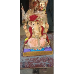 Satvik Eco Friendly Shadu Clay Ganesha Idol- 12 inches (001), Made of Clay Shadu Mati