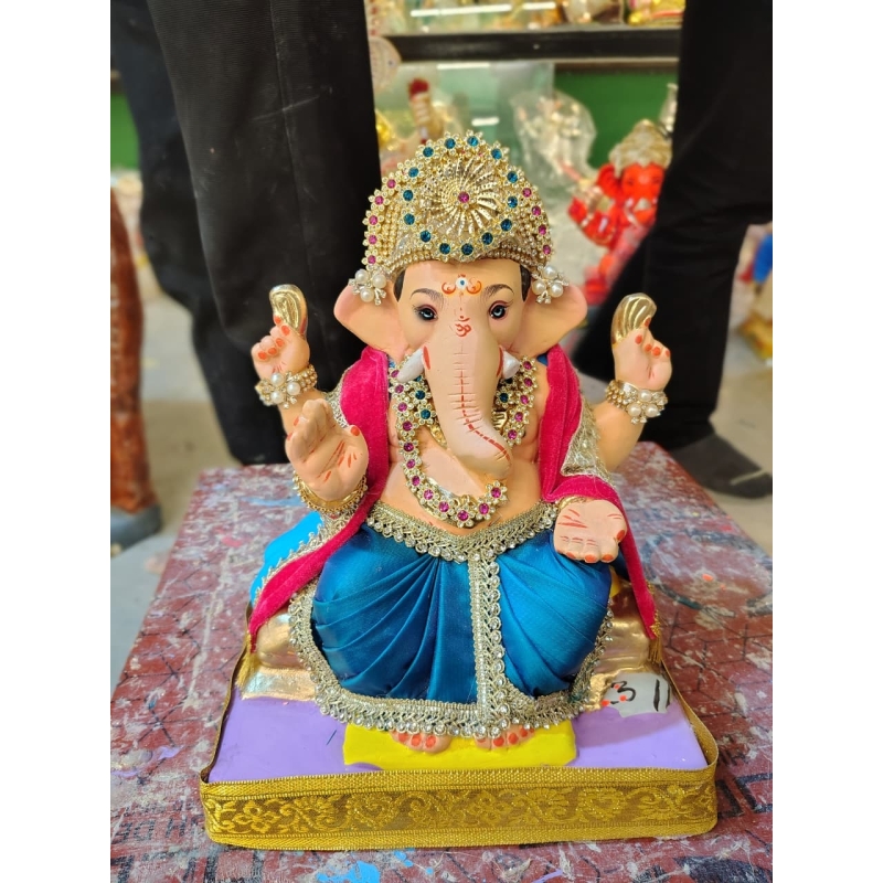 Satvik Eco Friendly Shadu Clay Ganesha Idol- 12 inches (001), Made of Clay Shadu Mati