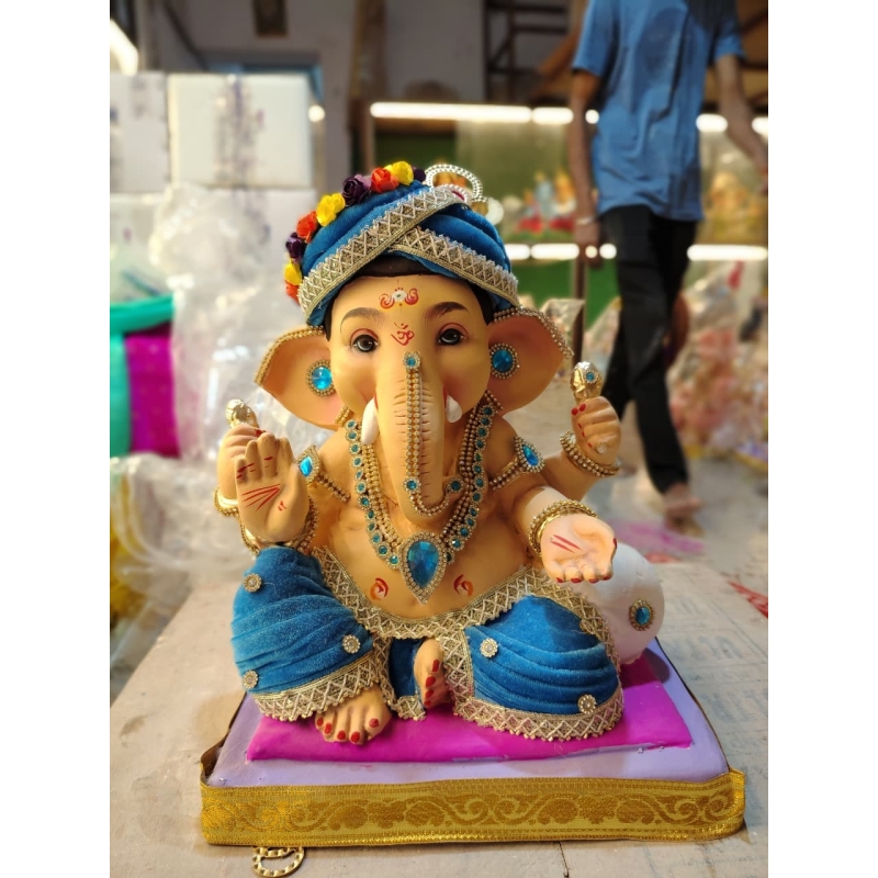 Satvik Eco Friendly Shadu Clay Ganesha Idol- 12 inches (001), Made of Clay Shadu Mati