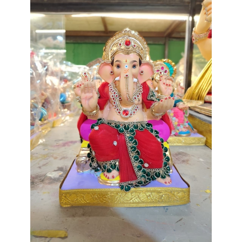复制 复制 复制 copy of Satvik Eco Painted White Eco Friendly Clay Ganesh Idols- 12 inches (004), Made of Clay